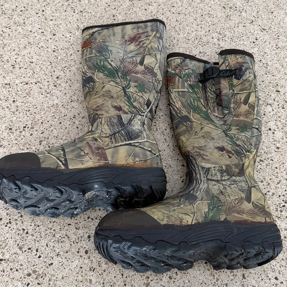 Cabelas 1200 Thinsulate Ultra Rubber Boots Camo
